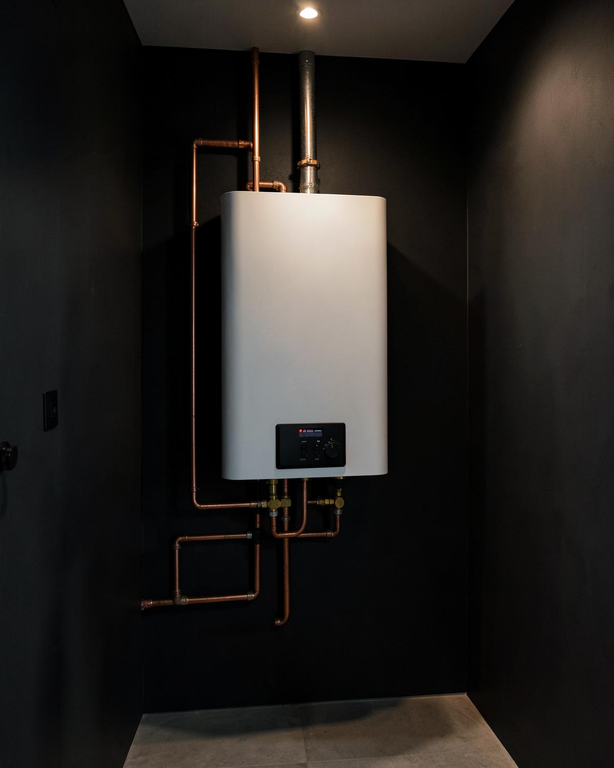 New tank water heater with tidy copper lines